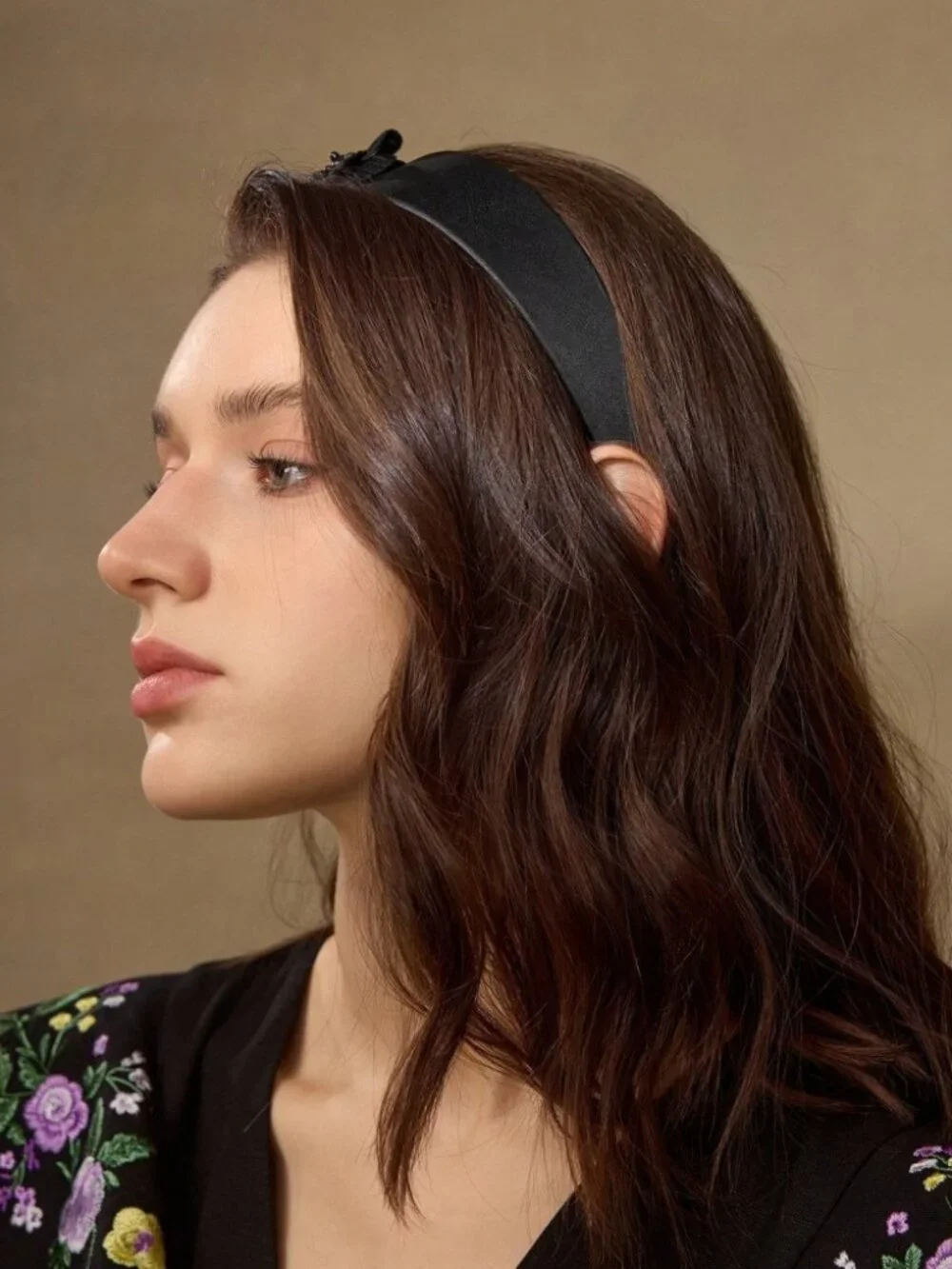 Black Floral Beaded Headband - 3D Flower Statement